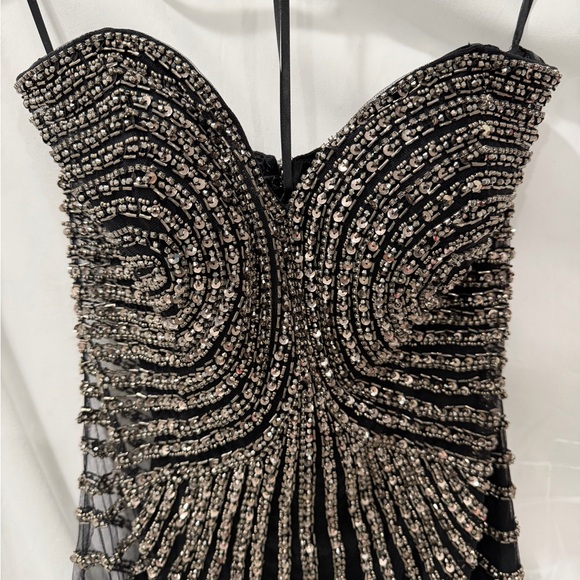 Pronovias Black Strapless Dress with Silver - Atos style 48- Beading size 4 - Picture 4 of 15